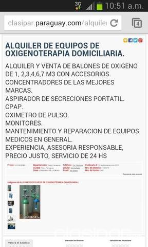 VENDO Y ALQUILO CONCENTRADORES DE OXIGENO | Clasipar Otros Servicios - VENDO Y ALQUILO CONCENTRADORES DE OXIGENO