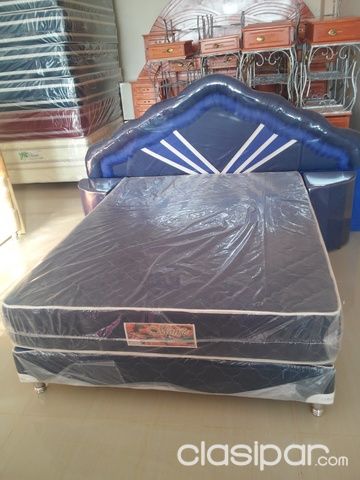 Vendo cama somier (colchon, base, cabecera y mesitas) 1,40 m x 1,90 m | Clasipar Muebles - Vendo cama somier (colchon, base, cabecera y mesitas) 1,40 m x 1,90 m