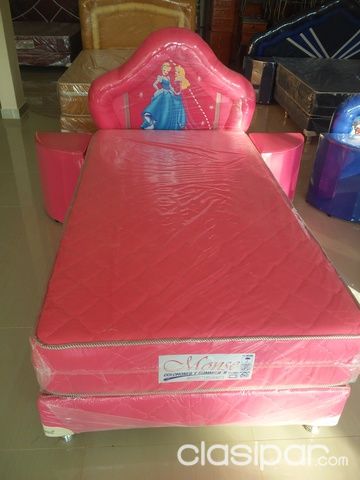 CAMA SOMIER LINEA INFANTIL 100 x 190 cm. | Clasipar Muebles - CAMA SOMIER LINEA INFANTIL 100 x 190 cm.