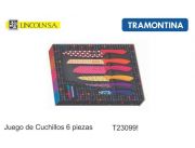 Juego de cuchillos TRAMONTINA 6 PIEZAS COLORCUT LINCOLN S.A. | Clasipar Decoración - Jardín - Accesorios - Juego de cuchillos TRAMONTINA 6 PIEZAS COLORCUT LINCOLN S.A.