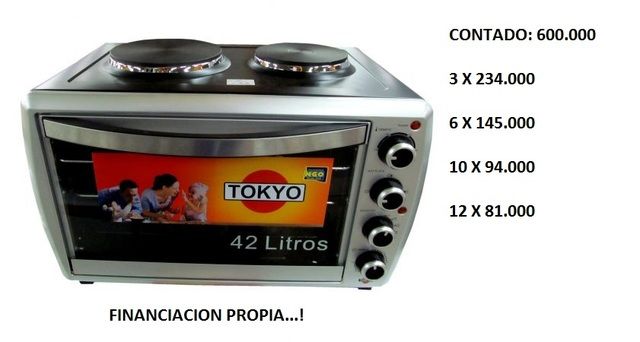 HORNO ELECTRICO TOKYO 42 LTS CON 2 PLACAS NUEVO EN CAJA CON 1 AÑO DE GARANTIA..!! | Clasipar Electrodomésticos - HORNO ELECTRICO TOKYO 42 LTS CON 2 PLACAS NUEVO EN CAJA CON 1 AÑO DE GARANTIA..!!