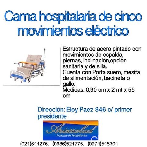 CAMA HOSPITALARIA DE CINCO MOVIMIENTOS MANUAL Y ELECTRICA | Clasipar Otros en hogar, muebles y jardín - CAMA HOSPITALARIA DE CINCO MOVIMIENTOS MANUAL Y ELECTRICA