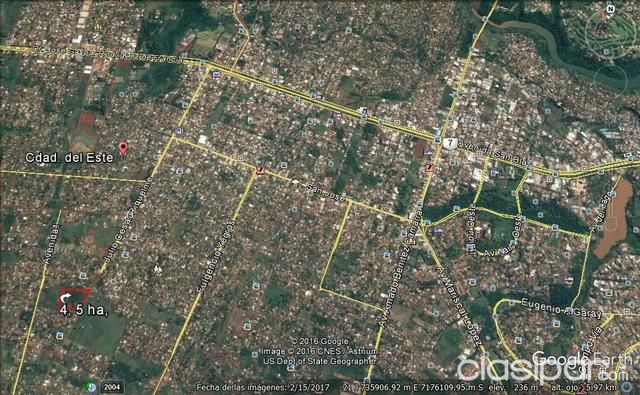Alto Parana ciudad del Este 4,5 ha, sobre calle 7 en ciudad | Clasipar Terrenos - Alto Parana ciudad del Este 4,5 ha, sobre calle 7 en ciudad