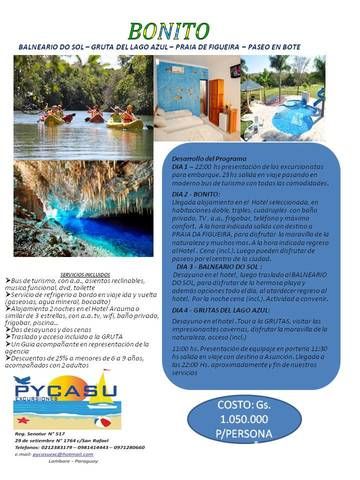 BONITO - BRASIL PARA GRUPO DE COLEGIO-EMPRESA O ESCUELA | Clasipar Turismo - BONITO - BRASIL PARA GRUPO DE COLEGIO-EMPRESA O ESCUELA