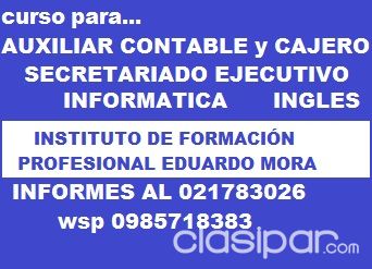 Inscripciones abiertas p/ el curso de…SECRETARIADO EJECUTIVO, AUXILIAR CONTABLE/CAJERO, INFORMÁTICA, INGLES ETC. | Clasipar Cursos y seminarios - Inscripciones abiertas p/ el curso de…SECRETARIADO EJECUTIVO, AUXILIAR CONTABLE/CAJERO, INFORMÁTICA, INGLES ETC.