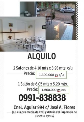 Alquilo Salones comerciales | Clasipar Locales / Oficinas / Salones - Alquilo Salones comerciales