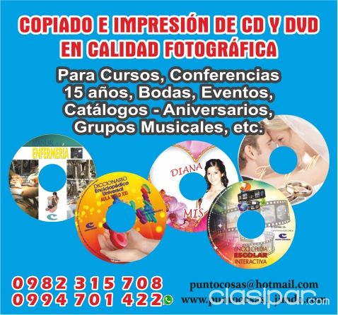 MULTICOPIADO E IMPRESION DE CD Y DVD, DE LA MAS ALTA CALIDAD | Clasipar Otros Servicios - MULTICOPIADO E IMPRESION DE CD Y DVD, DE LA MAS ALTA CALIDAD