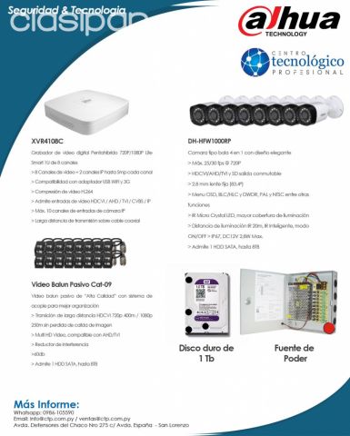 Promoción de Kit de 8 Cámaras Dahua | Clasipar Oficios / Técnicos / Profesionales - Promoción de Kit de 8 Cámaras Dahua