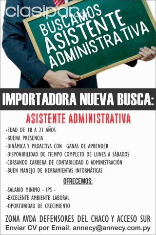 ASISTENTE ADMINISTRATIVA | Clasipar Administración - ASISTENTE ADMINISTRATIVA