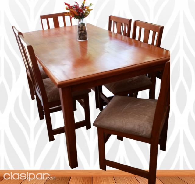 MESA DE STAR ACACIA CON 6 SILLAS | Clasipar Muebles - MESA DE STAR ACACIA CON 6 SILLAS
