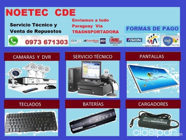 VENTA DE REPUESTOS NUEVOS PARA NOTEBOOK Y SERVICIO TÉCNICO. | Clasipar Computadoras - Notebooks - VENTA DE REPUESTOS NUEVOS PARA NOTEBOOK Y SERVICIO TÉCNICO.