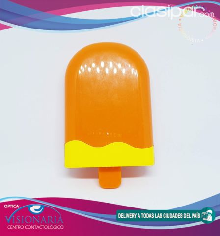 Estuche de viaje para Lentes de Contacto Diseño Helado color Naranja | Clasipar Salud y belleza - Estuche de viaje para Lentes de Contacto Diseño Helado color Naranja