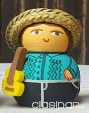 PARAGUAYITO DE MADERA PINTADO A MANO | Clasipar Arte - Antigüedades - PARAGUAYITO DE MADERA PINTADO A MANO