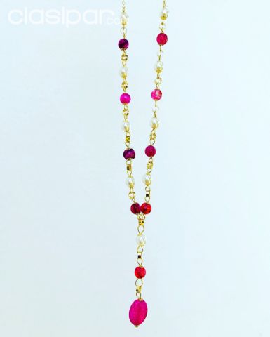 Collar Fugsia - Enchapado en Oro 18k | Clasipar Relojes - Joyas - Accesorios - Collar Fugsia - Enchapado en Oro 18k