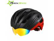 Casco Ciclista con Lentes ROCKBROS WT049-2BKR - Color: negro con rojo Casco Ciclista con Lentes ROCKBROS WT049-2BKR - Color: negro con rojo