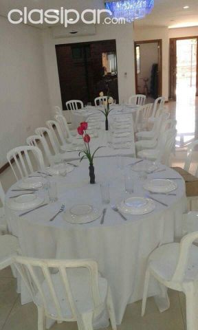 Alquiler de vajillerias, mesas redondas, tablones, sillas de madera, tiras de focos | Clasipar Fiestas / Eventos - Alquiler de vajillerias, mesas redondas, tablones, sillas de madera, tiras de focos