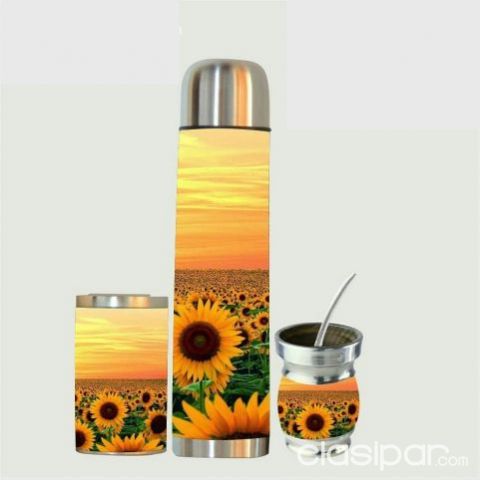 KIT DE MATE CON DISEÑO CAMPO DE GIRASOLES | Clasipar Otros en hogar, muebles y jardín - KIT DE MATE CON DISEÑO CAMPO DE GIRASOLES