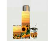 KIT DE MATE CON DISEÑO CAMPO DE GIRASOLES KIT DE MATE CON DISEÑO CAMPO DE GIRASOLES
