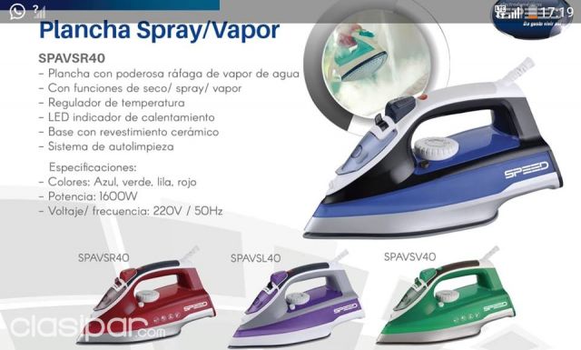 PLANCHA SPEED A VAPOR - VERDE | Clasipar Electrodomésticos - PLANCHA SPEED A VAPOR - VERDE