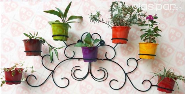 PORTA PLANTERA PARA JARDÍN - MU7 CON 7 MACETAS CON PLANTAS | Clasipar Decoración - Jardín - Accesorios - PORTA PLANTERA PARA JARDÍN - MU7 CON 7 MACETAS CON PLANTAS