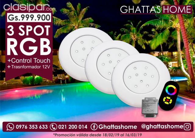 3 Spot RGB 9W para piscinas | Clasipar Decoración - Jardín - Accesorios - 3 Spot RGB 9W para piscinas