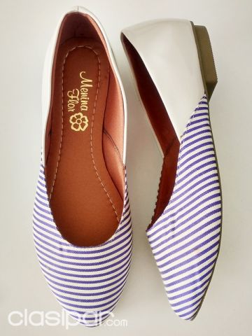 CHATITA MENINA FLOR PUNTA FINA RAYAS AZULES CALCE 35 | Clasipar Ropa y calzados - CHATITA MENINA FLOR PUNTA FINA RAYAS AZULES CALCE 35