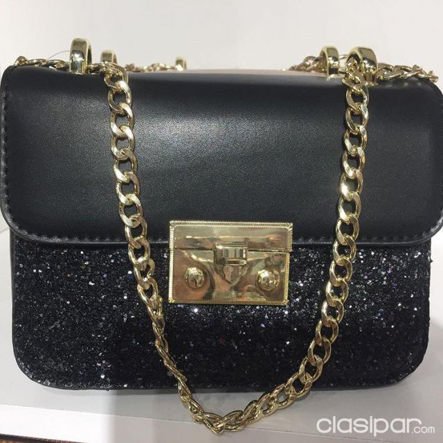 Cartera negra de mano con brillo | Clasipar Relojes - Joyas - Accesorios - Cartera negra de mano con brillo