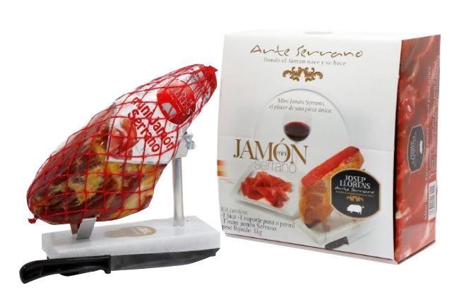 MINI JAMÓN SERRANO 1 KG, CON SOPORTE Y CUCHILLO | Clasipar Varios hobbies - MINI JAMÓN SERRANO 1 KG, CON SOPORTE Y CUCHILLO