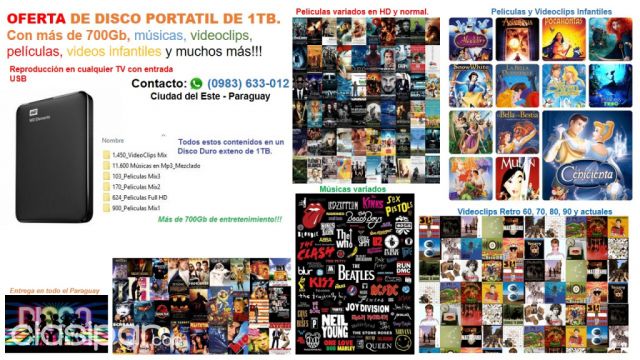 Vendo Disco Duro portátil con músicas, video | Clasipar Celulares - Teléfonos - Vendo Disco Duro portátil con músicas, video