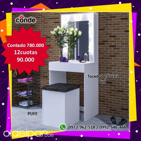 TOCADOR POLITORNO LAVINA CON BUTACA | Clasipar Muebles - TOCADOR POLITORNO LAVINA CON BUTACA