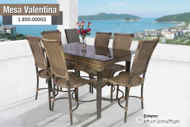 juego de comedor valentina con 6 sillas estilo ratan mimbre ... juego de comedor valentina con 6 sillas estilo ratan mimbre ...