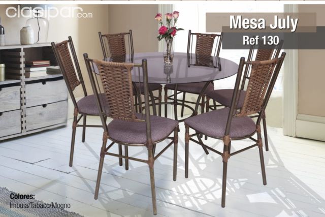 Juego Comedor Mesa de vidrio redonda + 6 sillas .JULY. #976160 ... Juego Comedor Mesa de vidrio redonda + 6 sillas .JULY. #976160 ...
